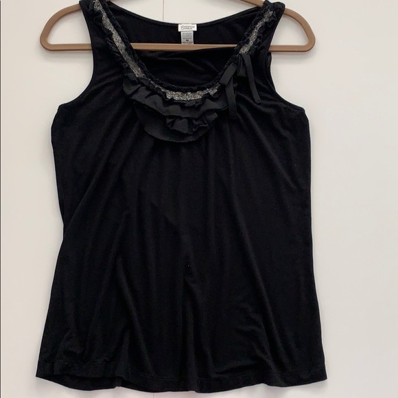 Women’s Black Tank with Beaded & Ruffled Neckline - Picture 5 of 8